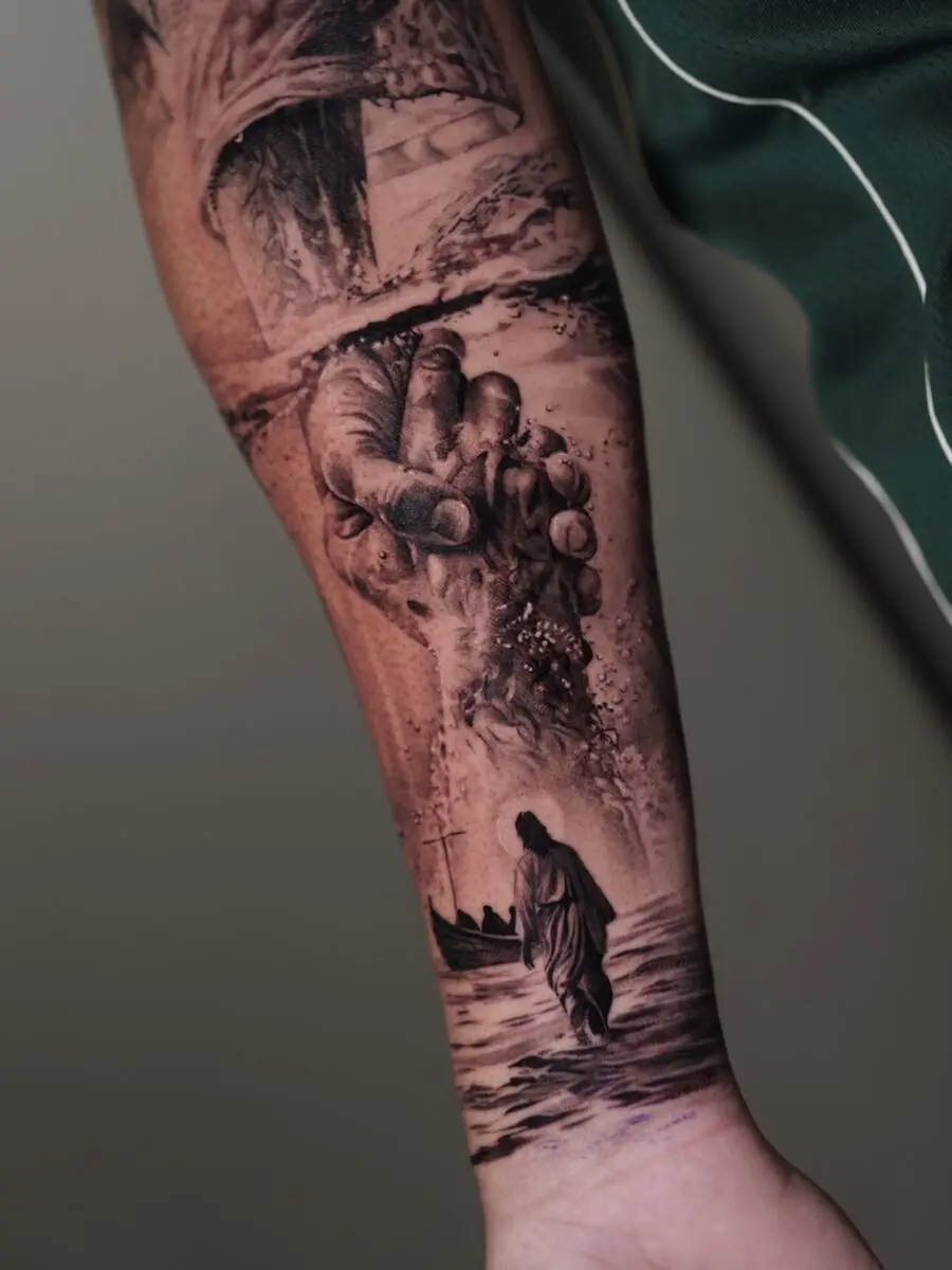 Dramatic Hand of God Tattoo Design