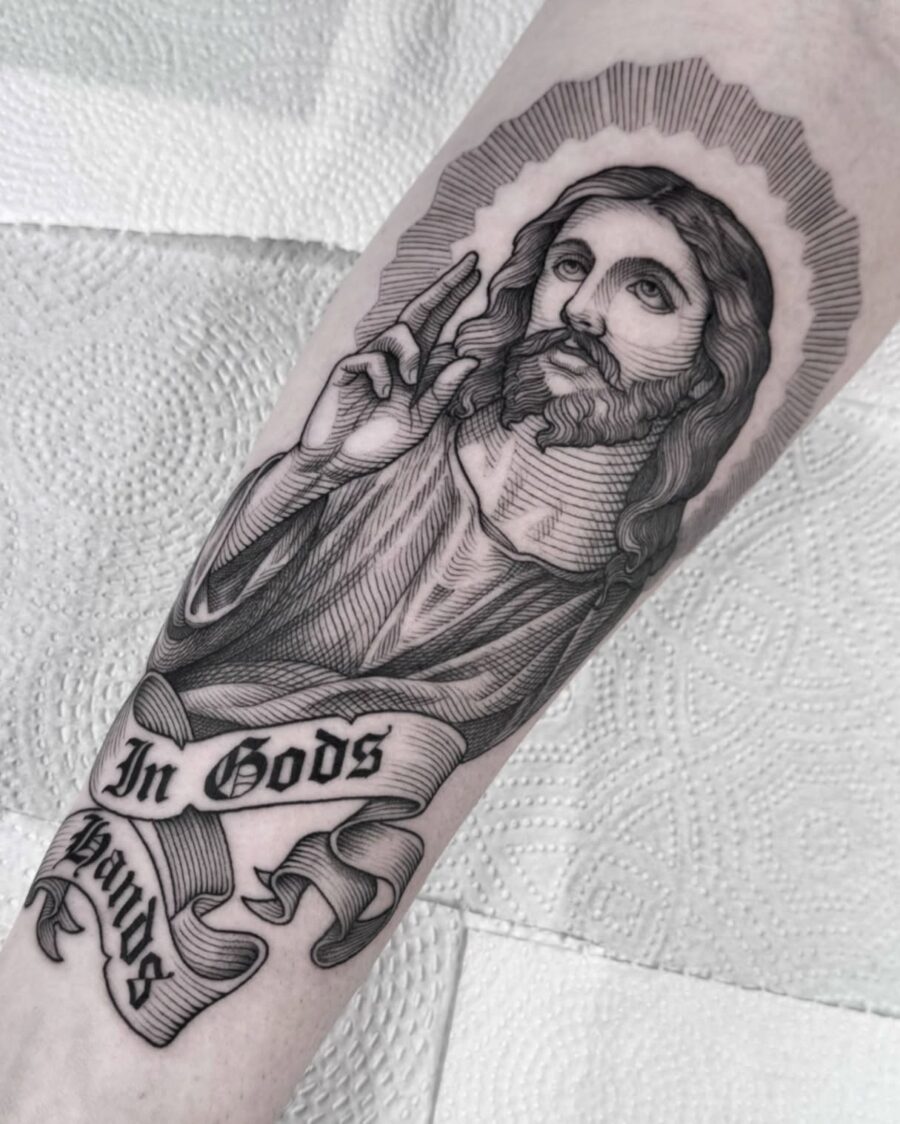 Detailed Jesus motif conveying divine presence