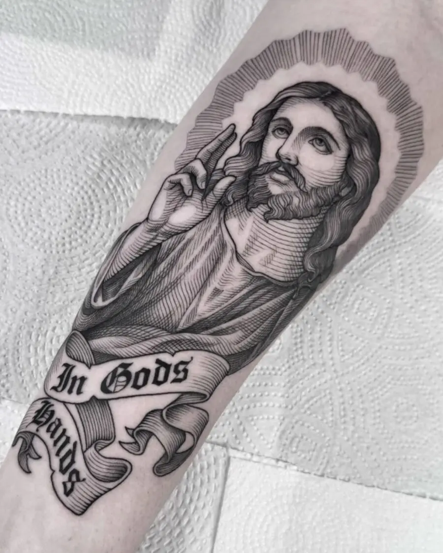 Detailed Jesus motif conveying divine presence