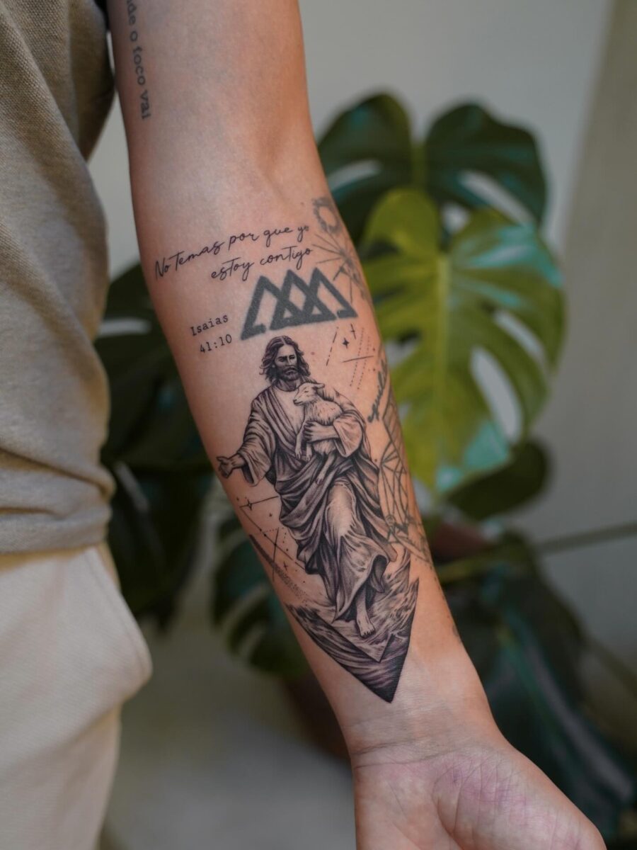 Inspirational Jesus Tattoo with Isaiah Verse