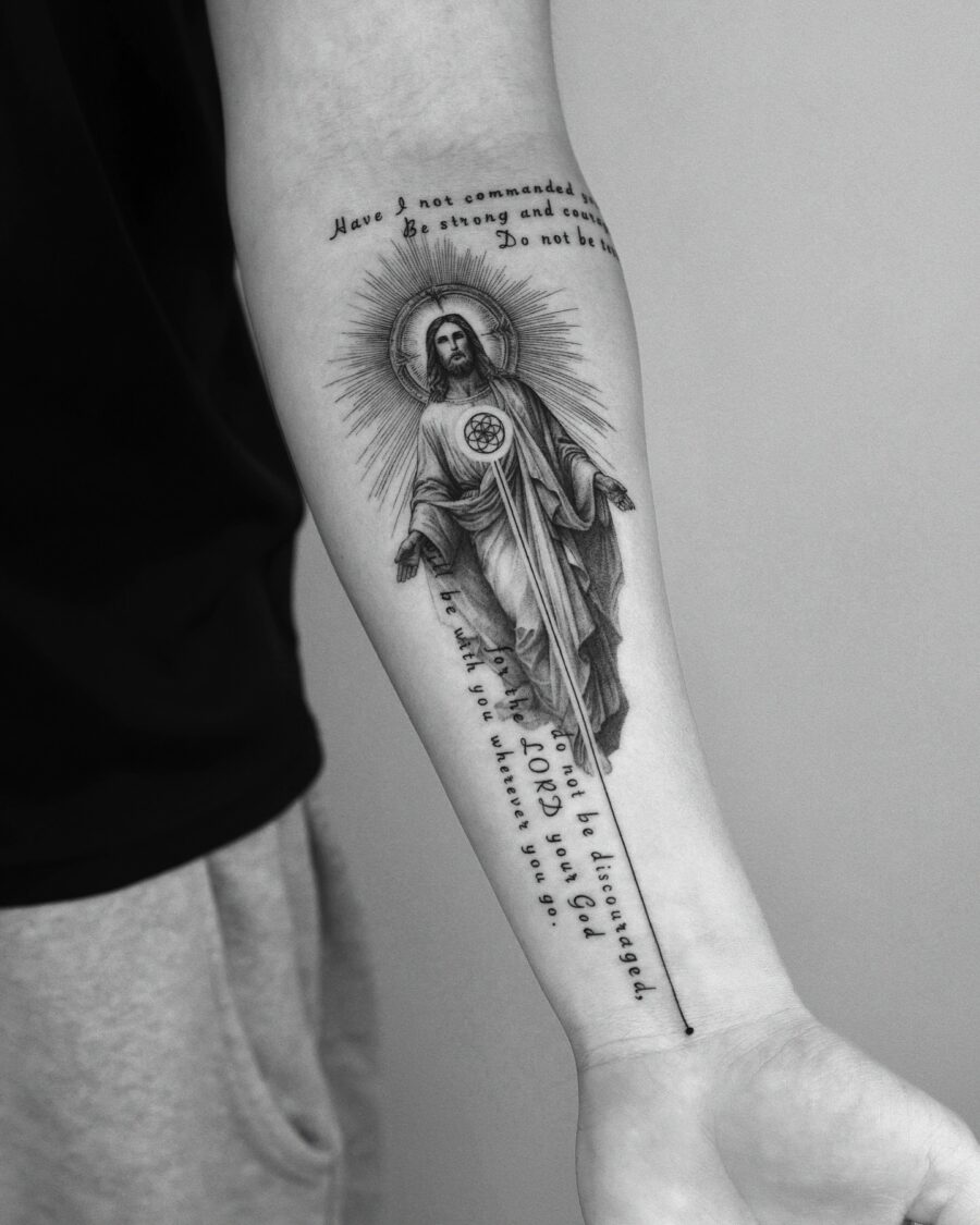 Symbol of faith and divine strength in ink