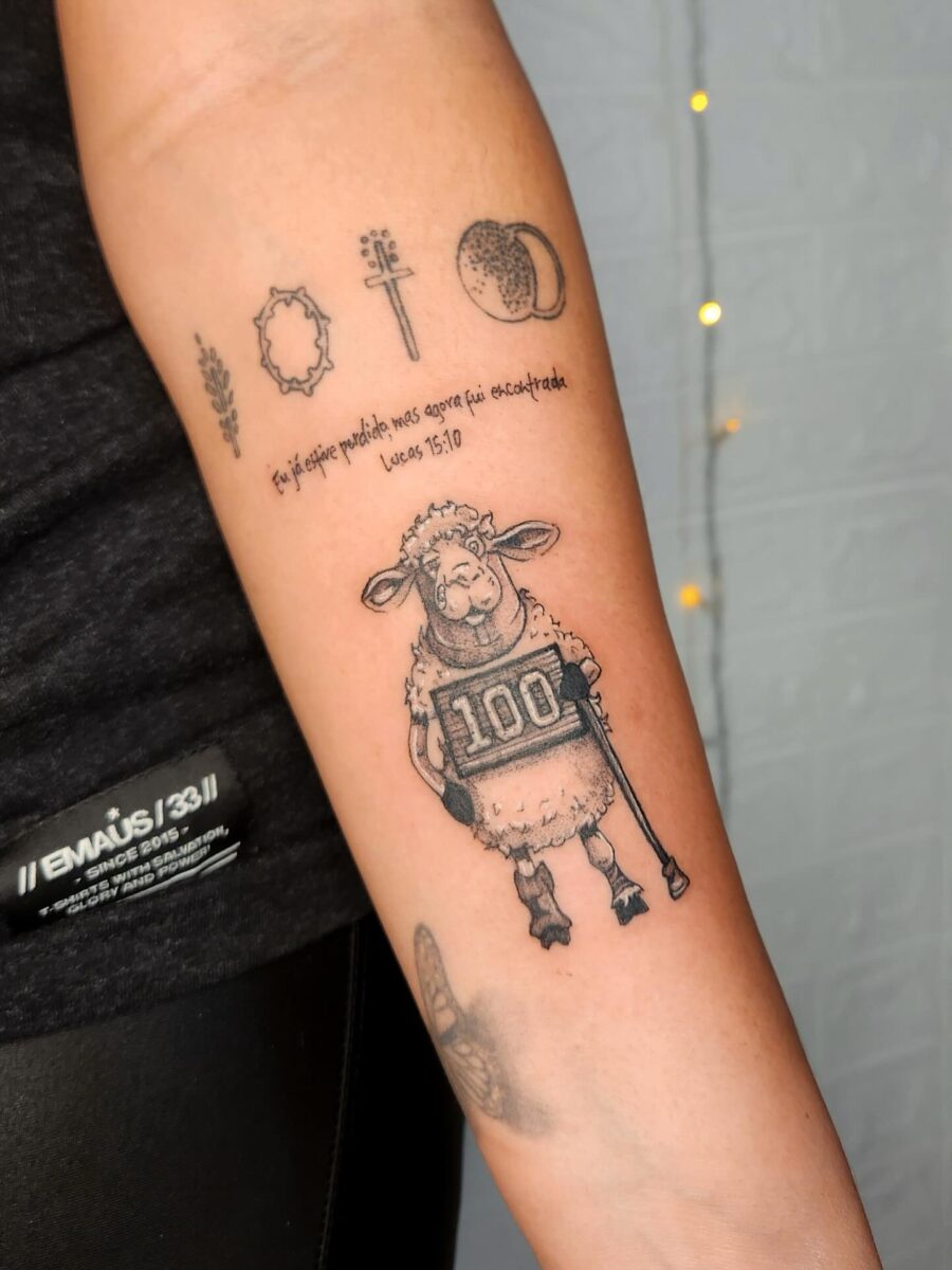 Unique Biblical Sheep Tattoo with Meaningful Quote