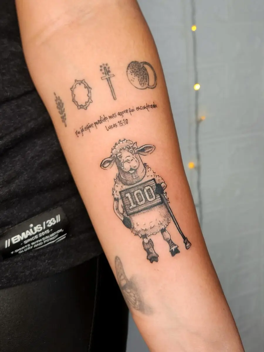 Unique Biblical Sheep Tattoo with Meaningful Quote