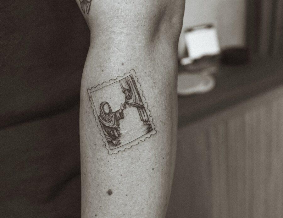 Artful representation of biblical themes in ink