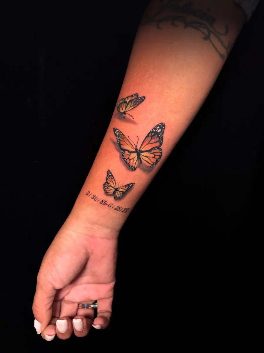 Colorful butterfly tattoos for cherished memories
