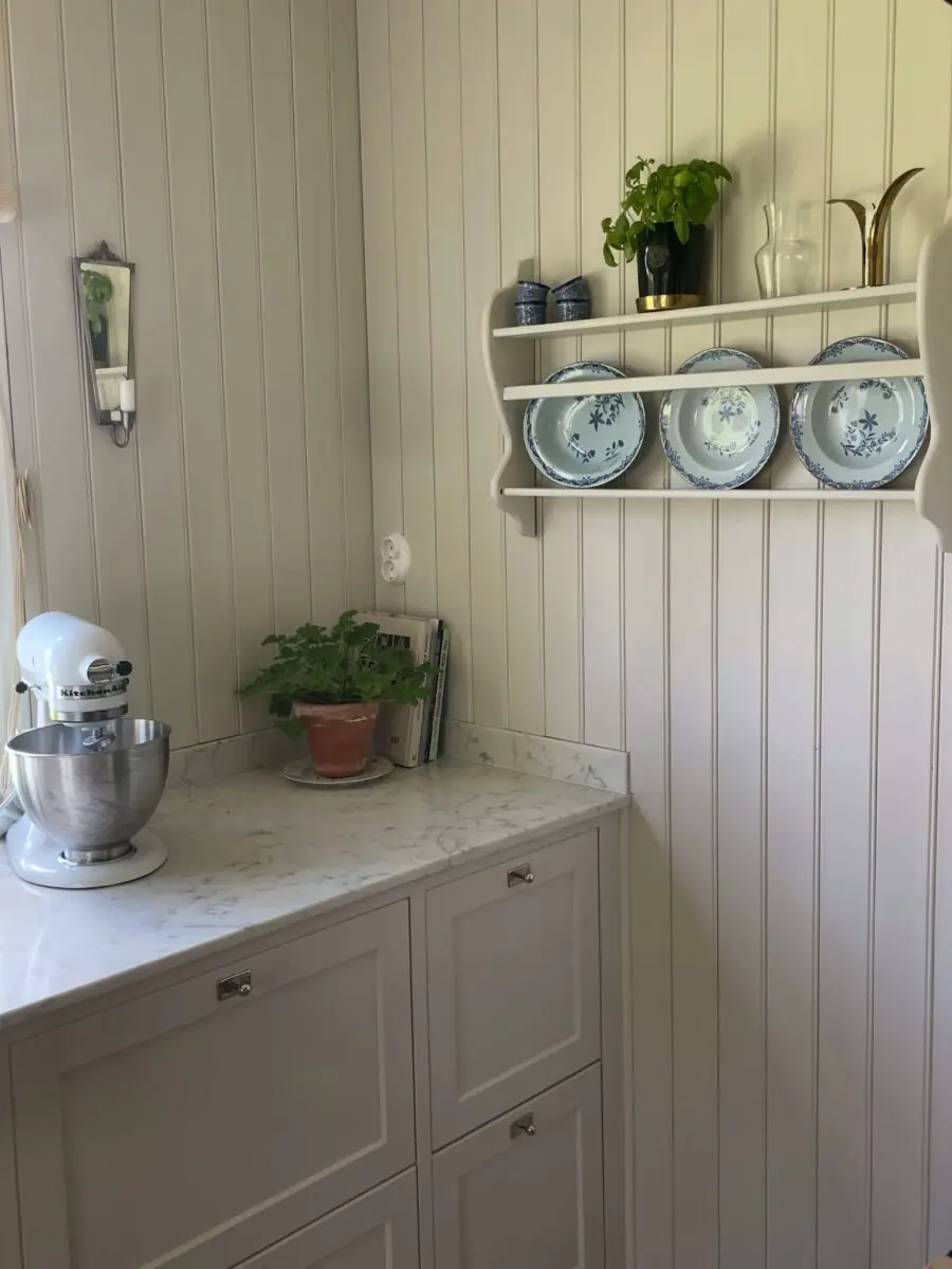 Charming kitchen counter aesthetic with vintage plates