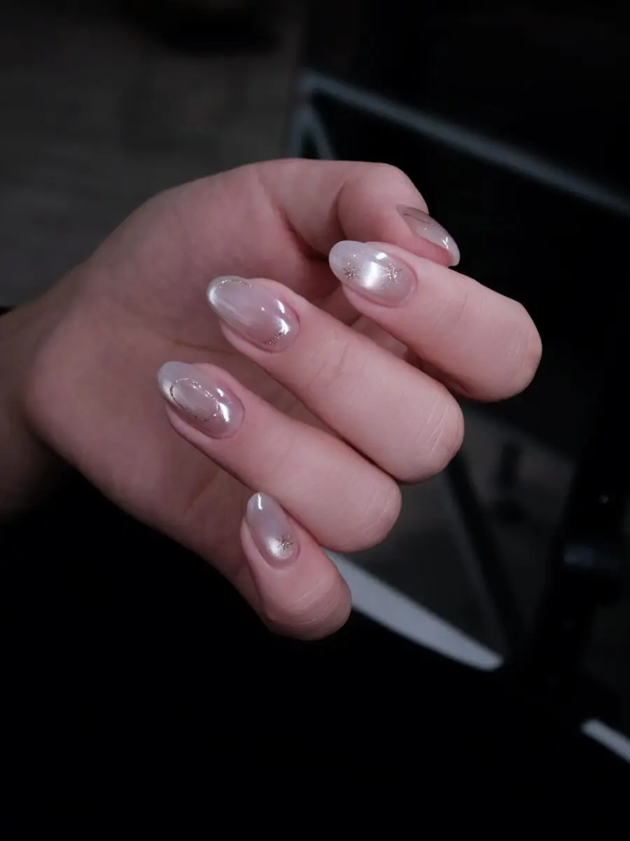 Elegant and understated clear polish design