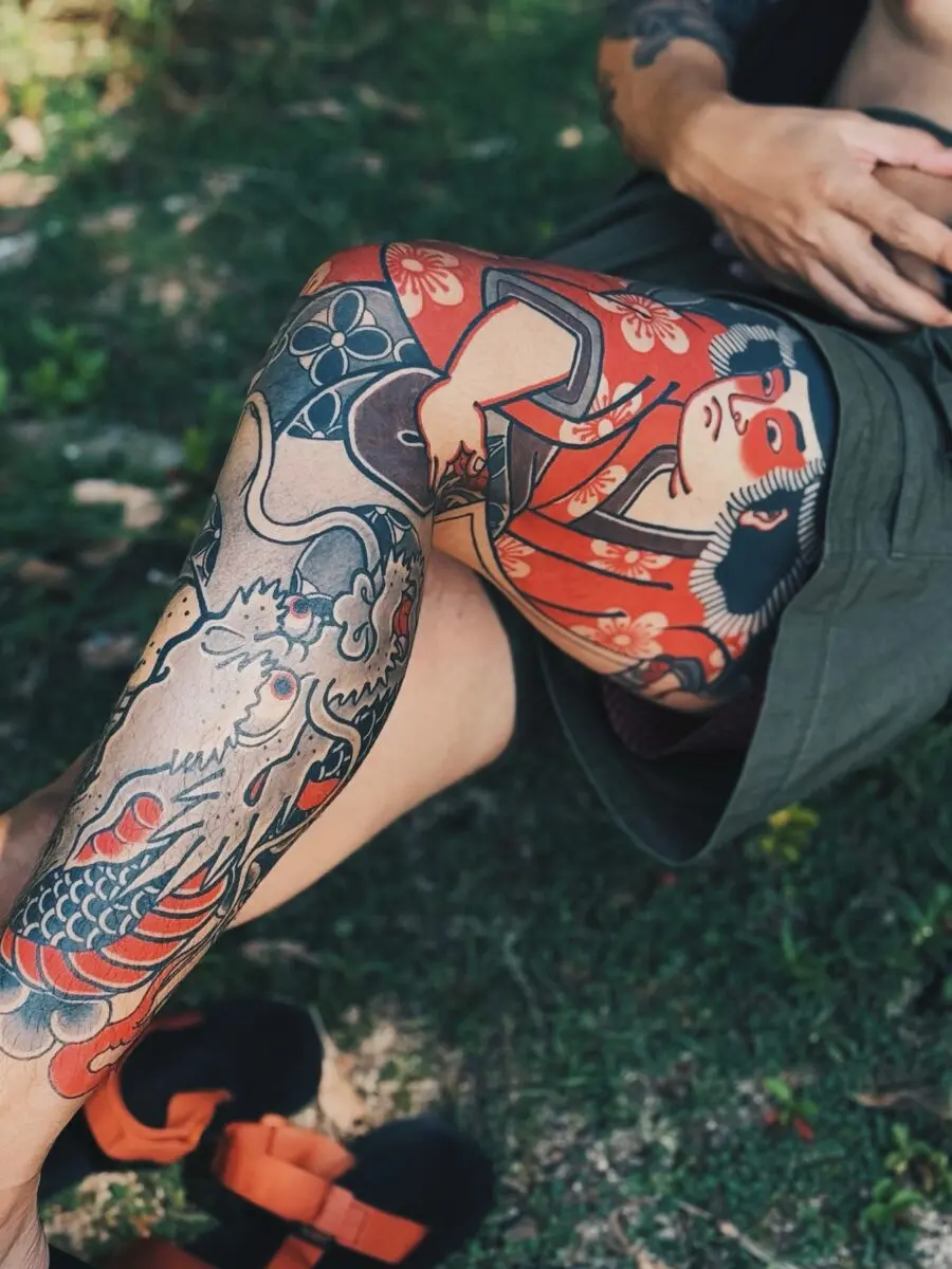 Vibrant Kintsugi and Dragon Tattoo Designs