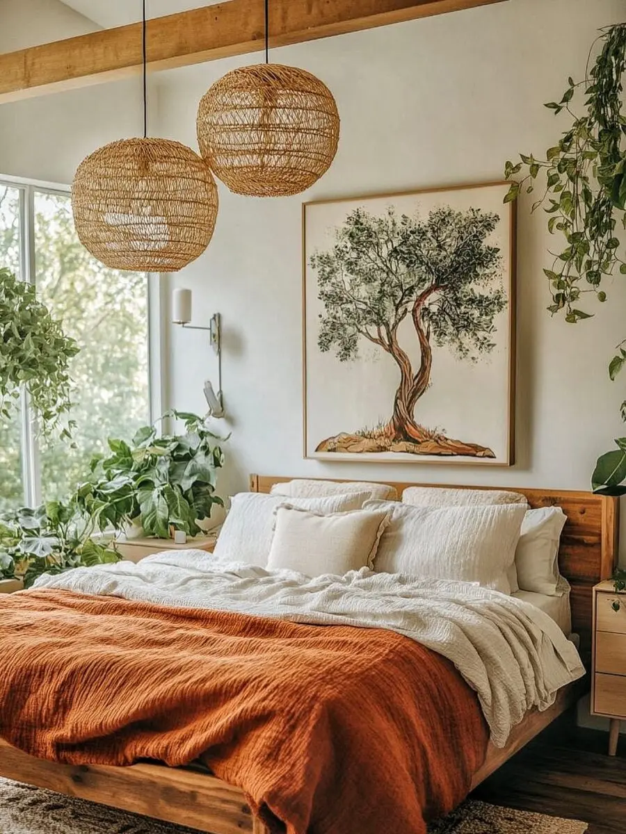 Cozy bohemian vibes with tree art