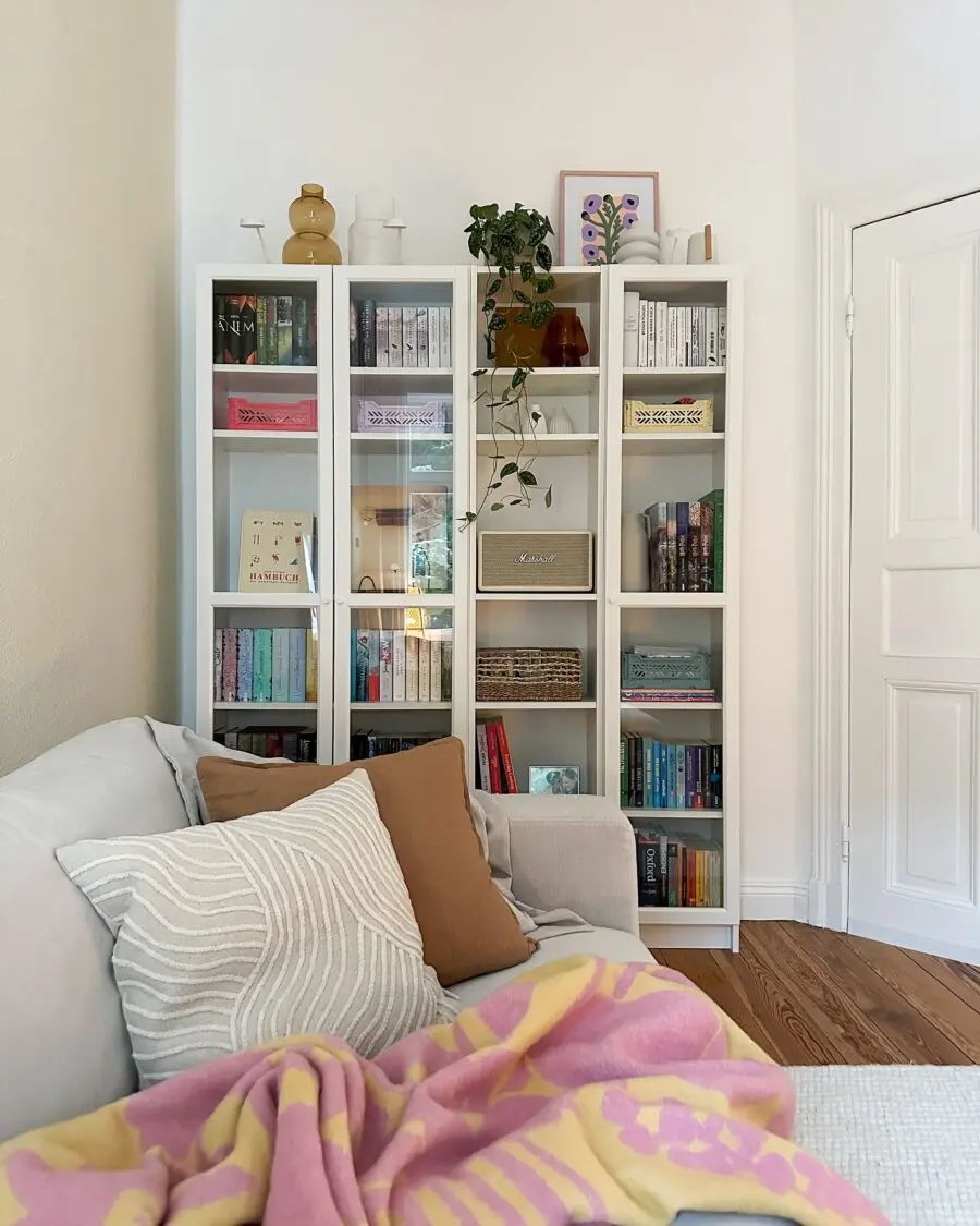 Charming cozy living room with vibrant decor