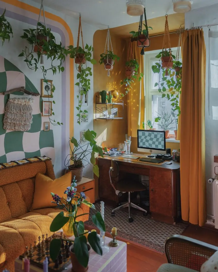 Vibrant and cozy eclectic living space