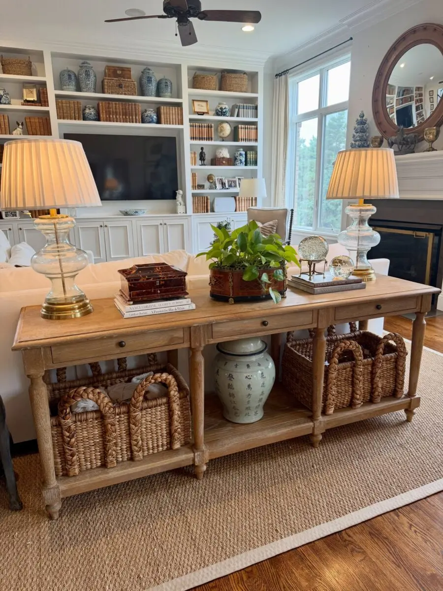 Charming wooden console table with elegant decor accents