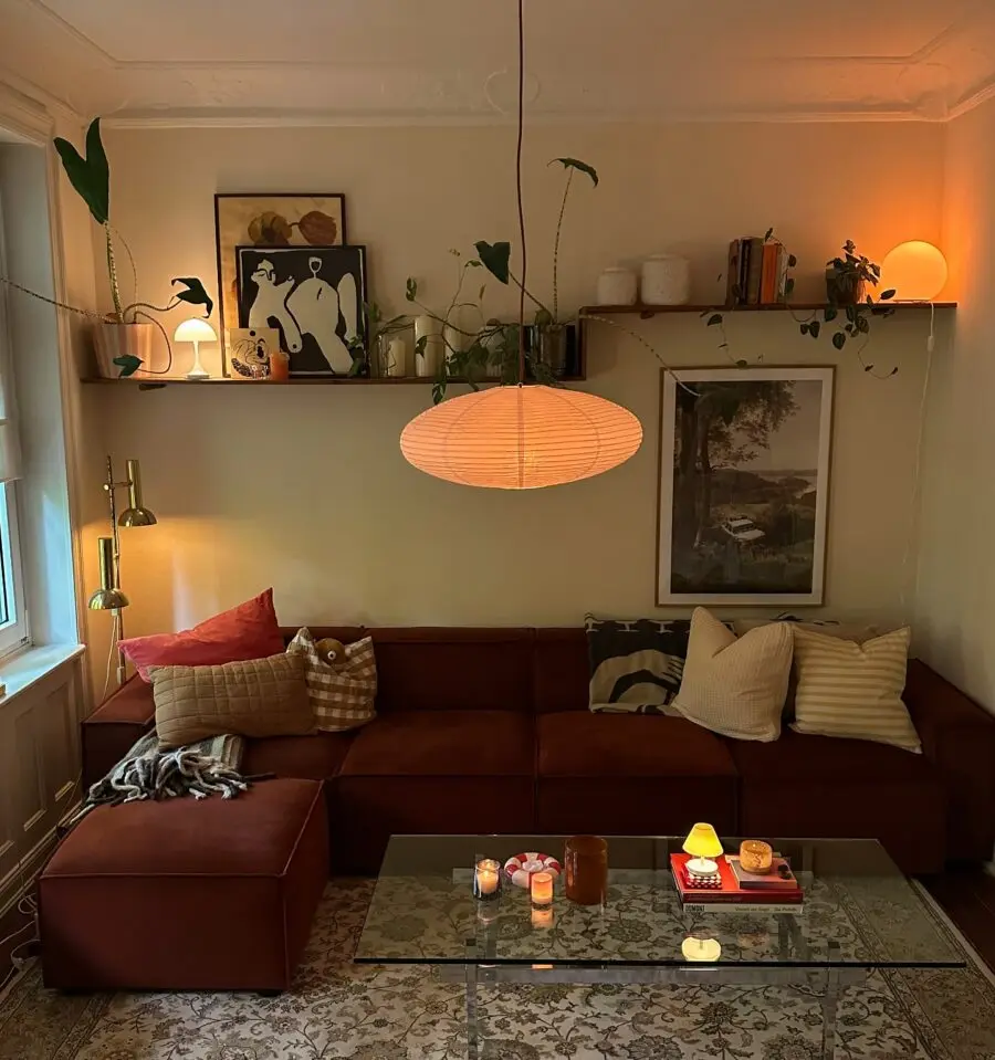Warm and inviting cozy living room vibe