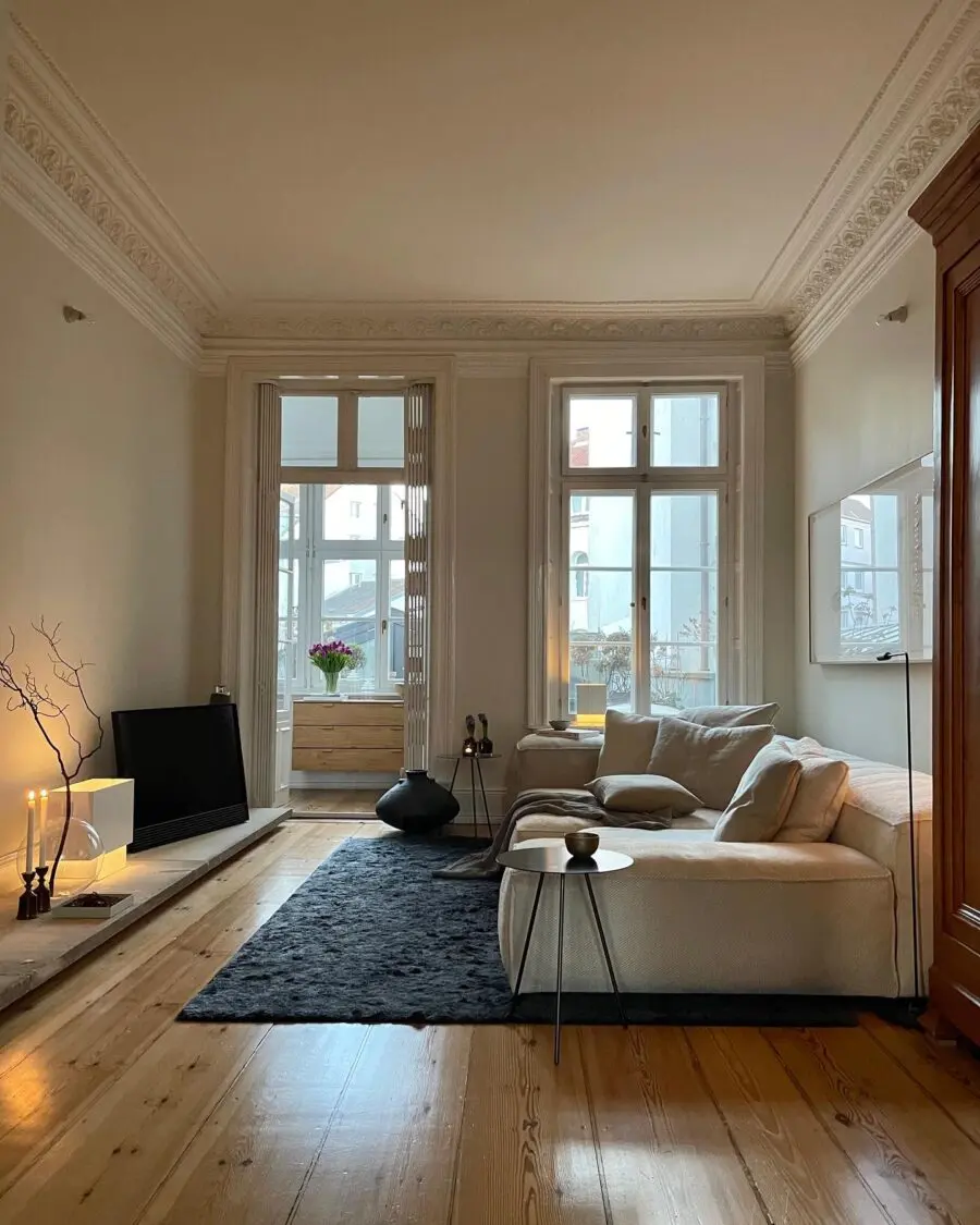 Inviting minimalist living room with natural light