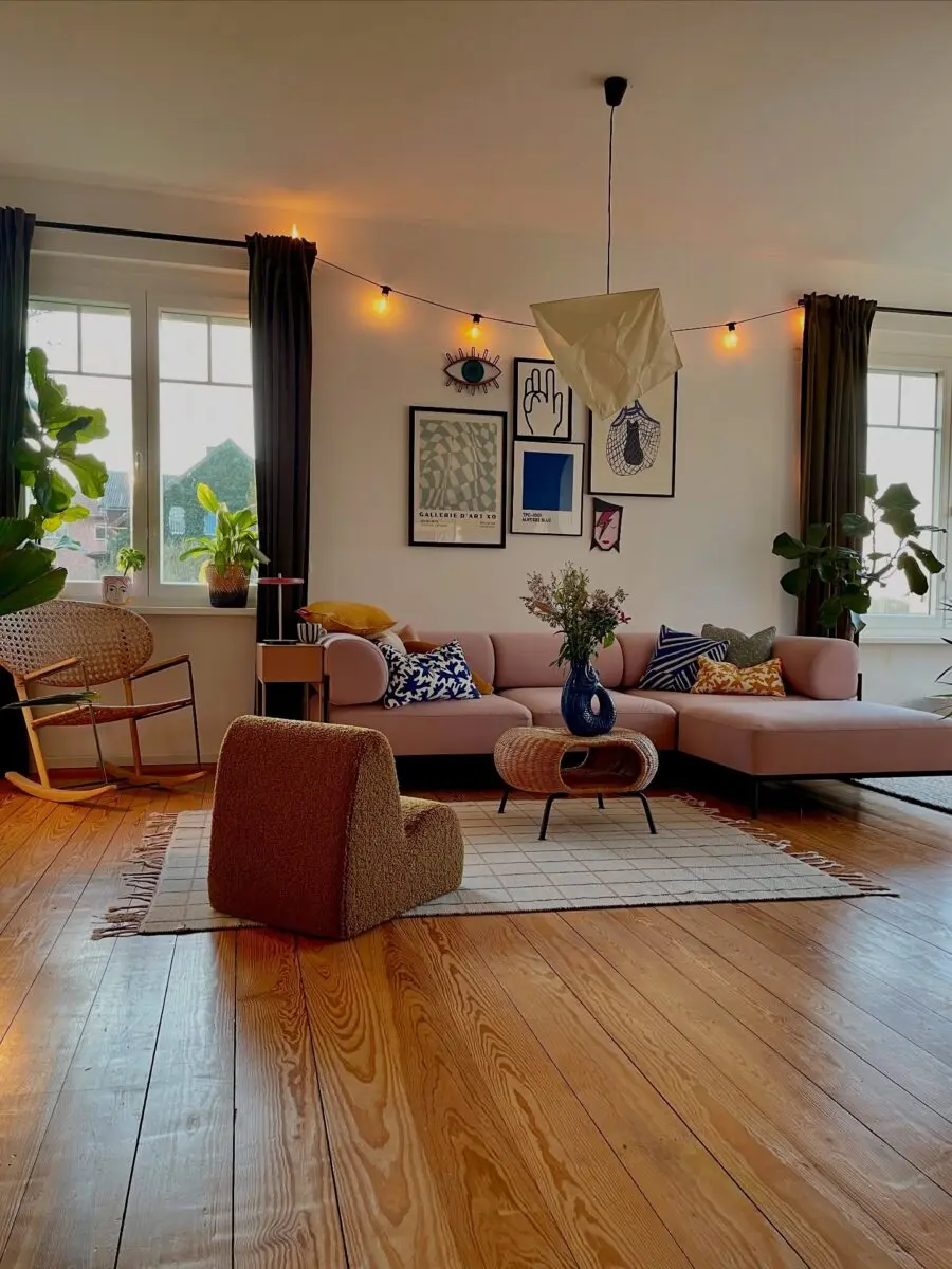 Charming modern living room with vibrant decor