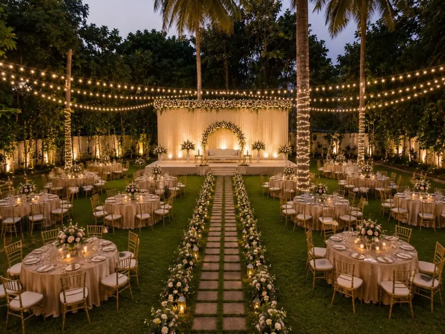 Elegant outdoor decor for a romantic desi wedding