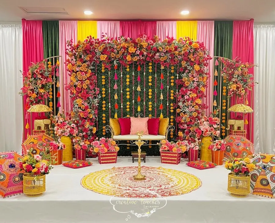 Vibrant floral backdrop for festive celebrations