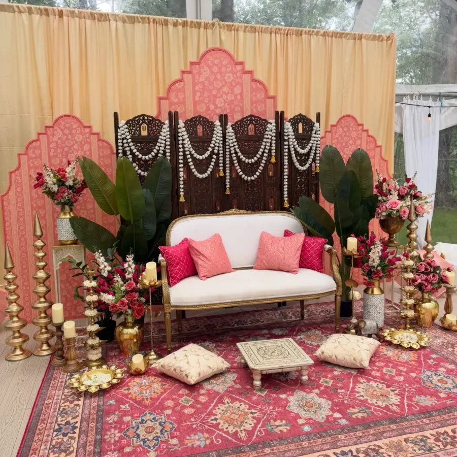Elegant and Luxurious Desi Wedding Lounge Setup
