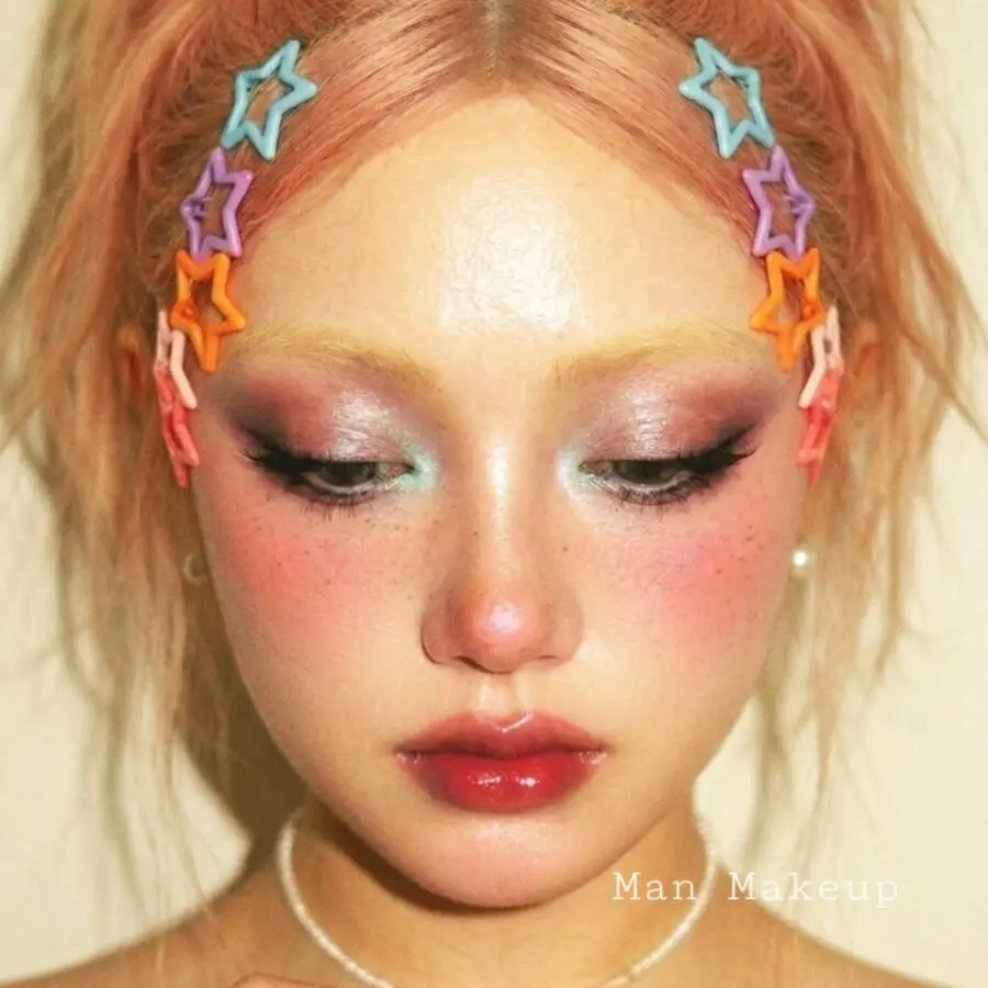 Vibrant Doll Makeup with Star Accents