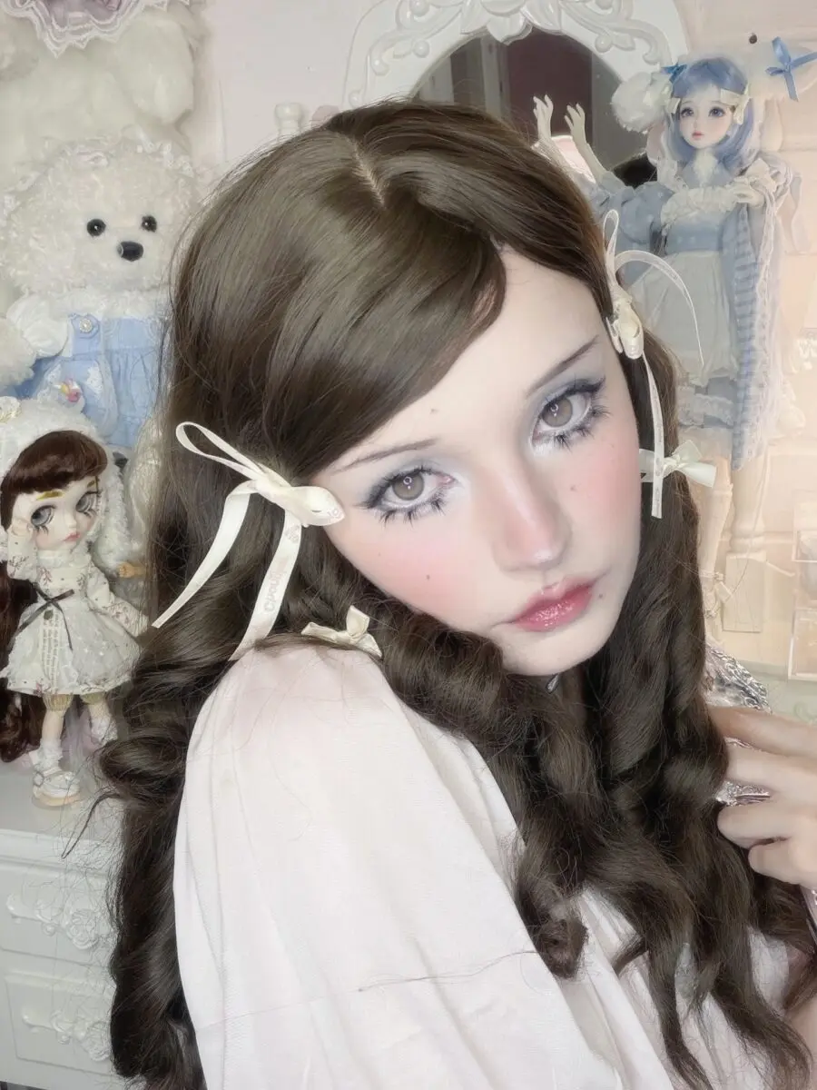 Whimsical doll-inspired makeup look