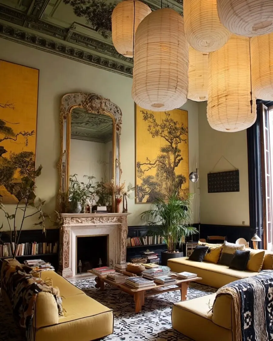 Chic blend of art and comfort in living space