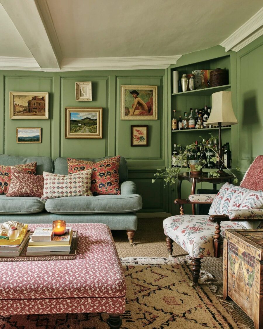 Charming eclectic living room with rich colors