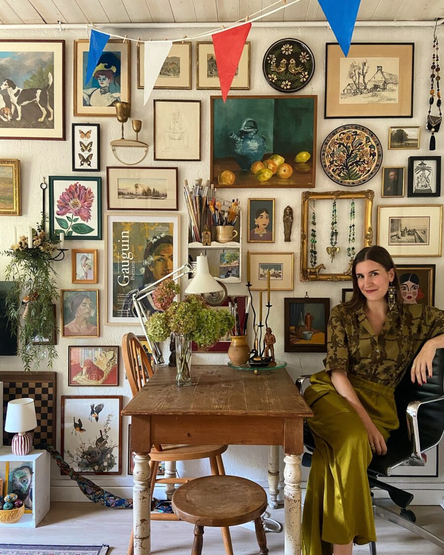 Vibrant eclectic decor showcases unique artistic styles.