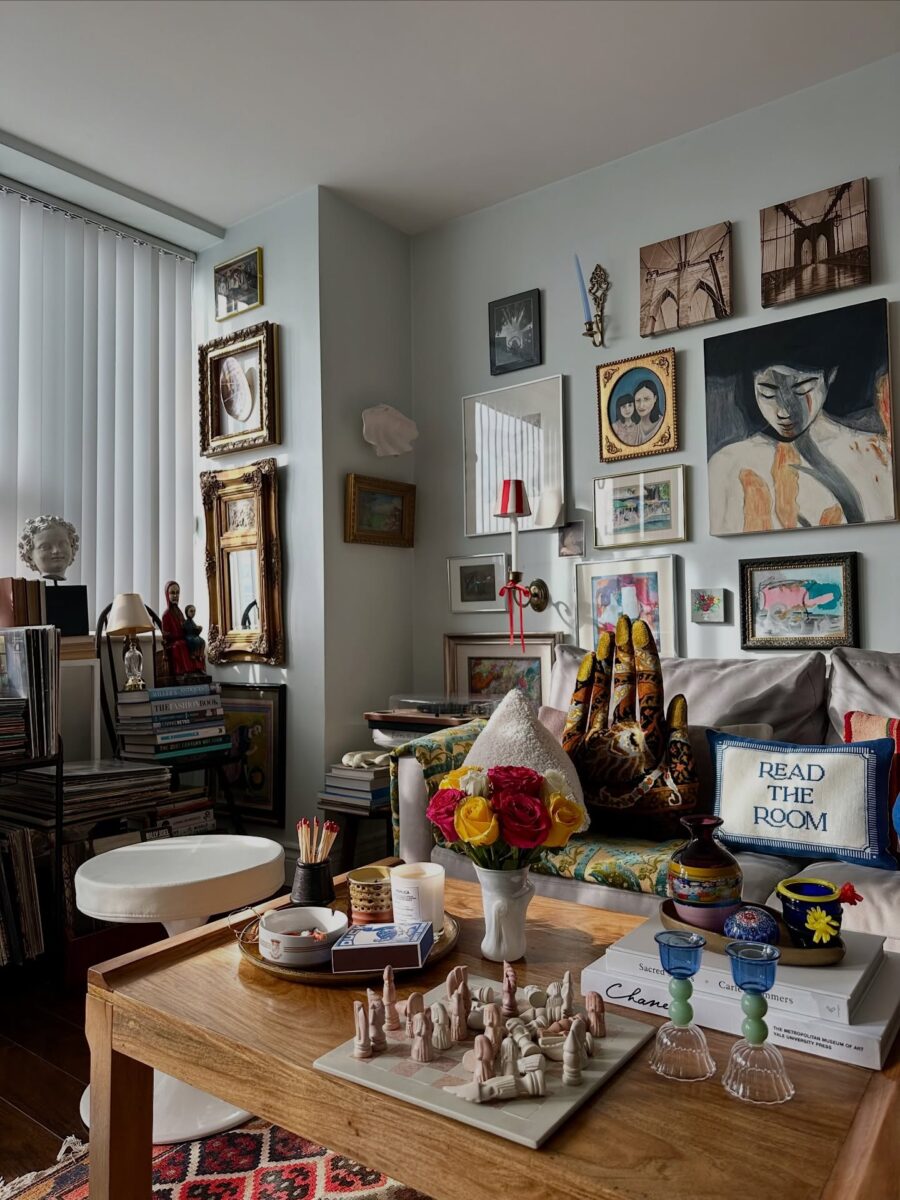 Unique decor blending art and personal touches