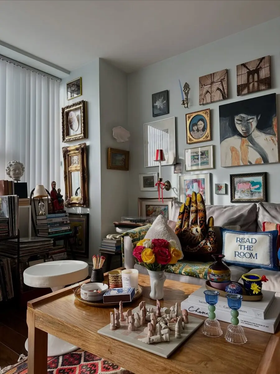 Unique decor blending art and personal touches