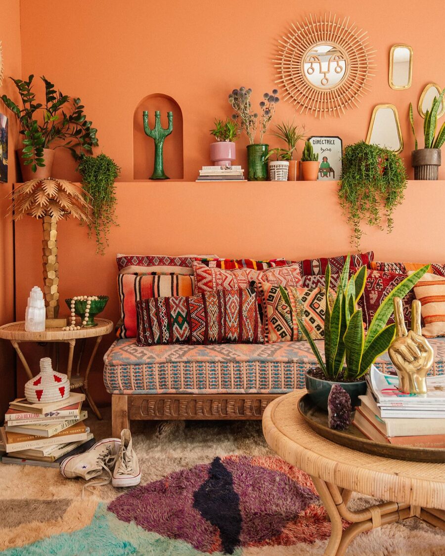 Bright colors and cozy textures unite here