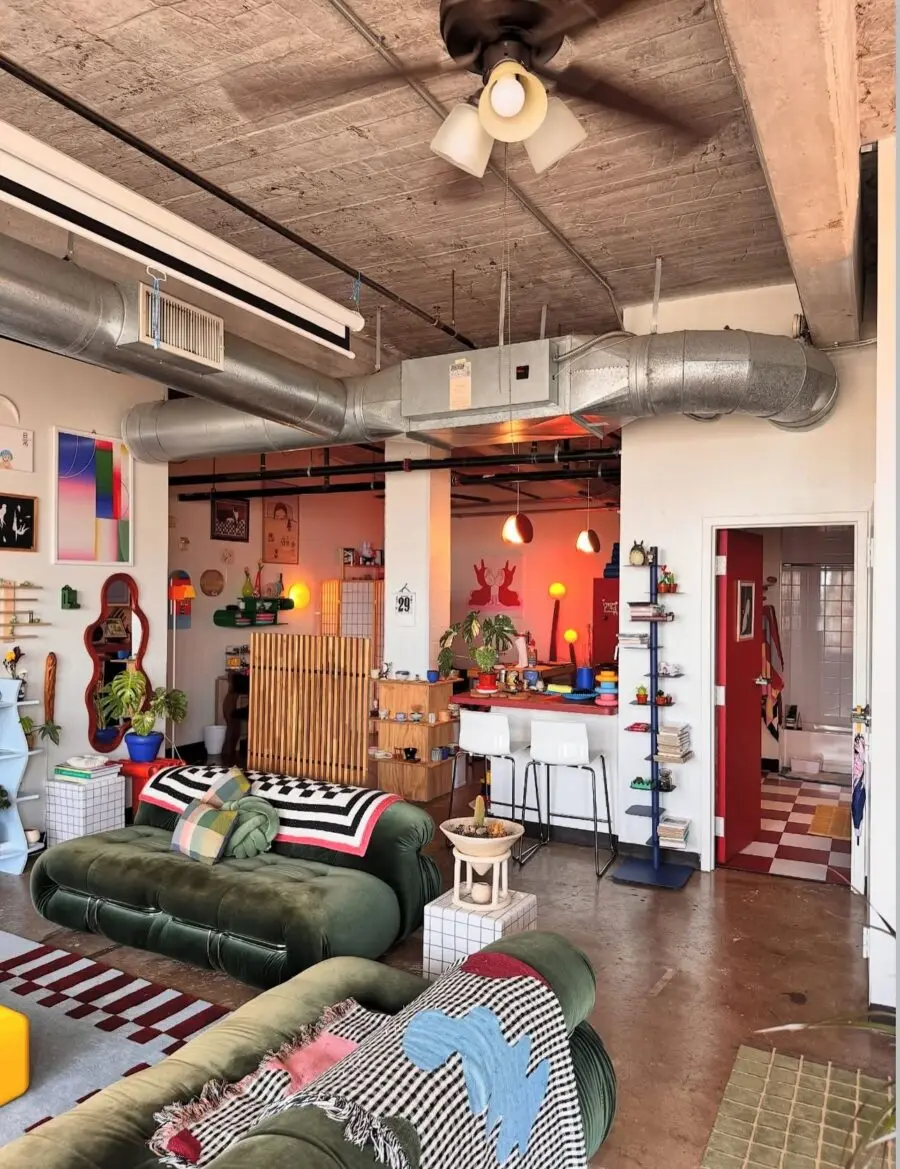 An inviting eclectic living space full of vibe