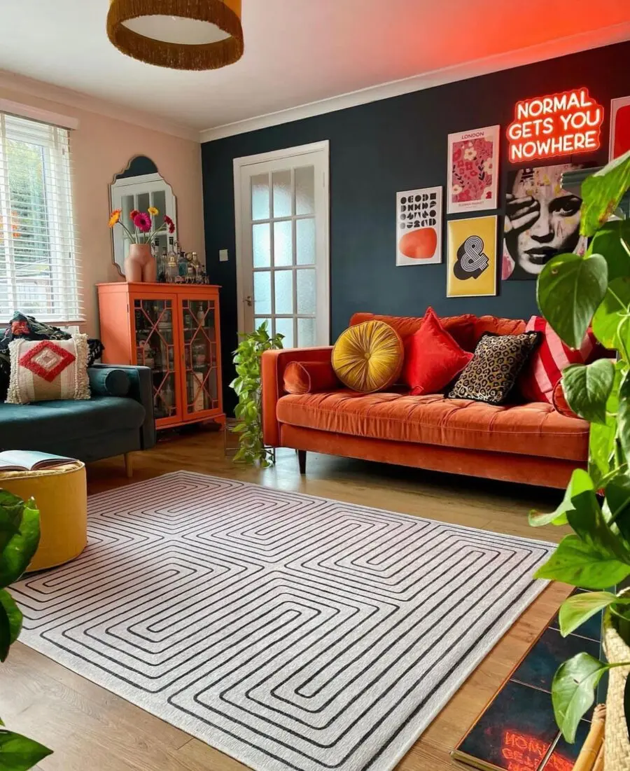 Bold colors and retro charm unite here