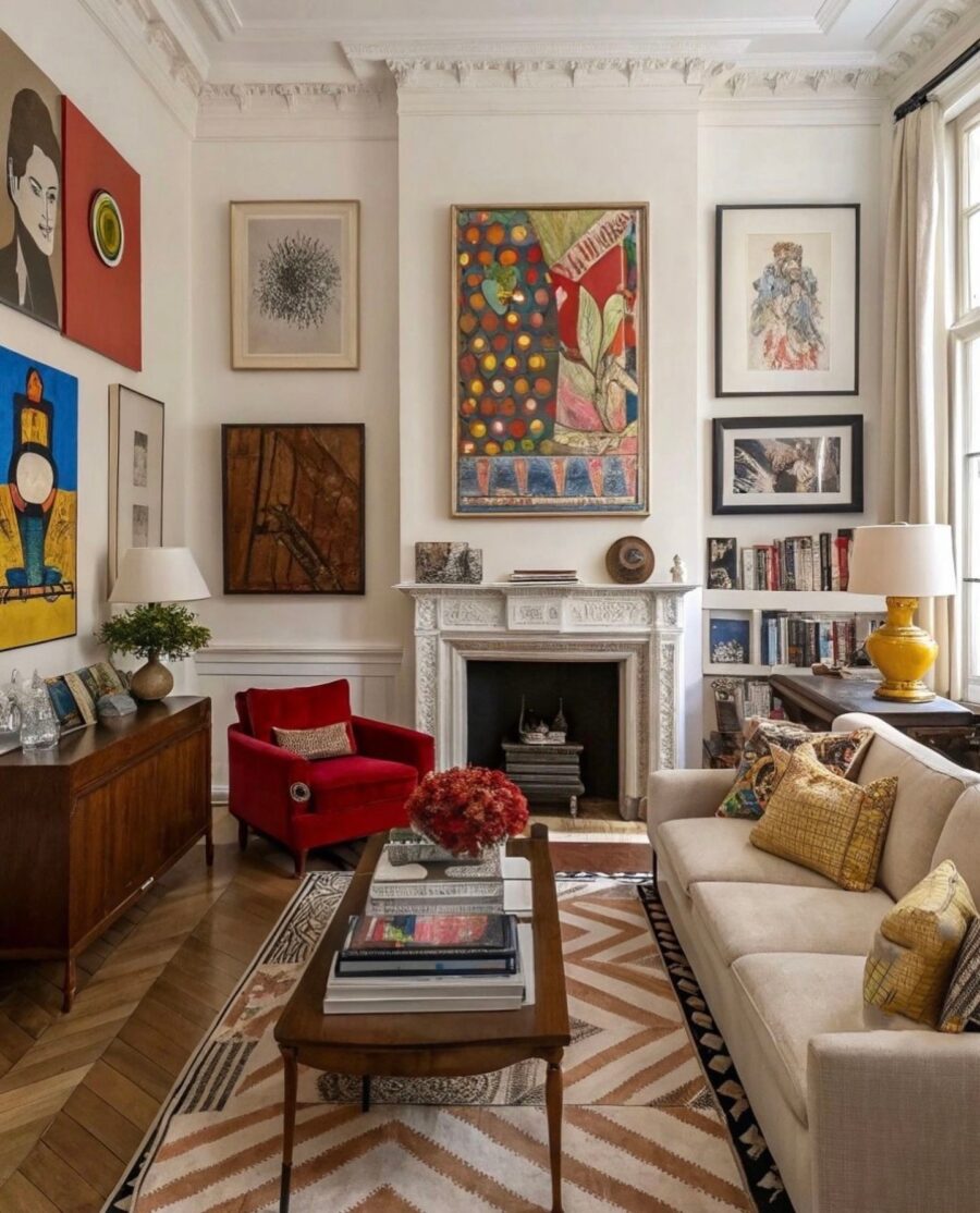 Vibrant Art Pieces Create Lively Atmosphere