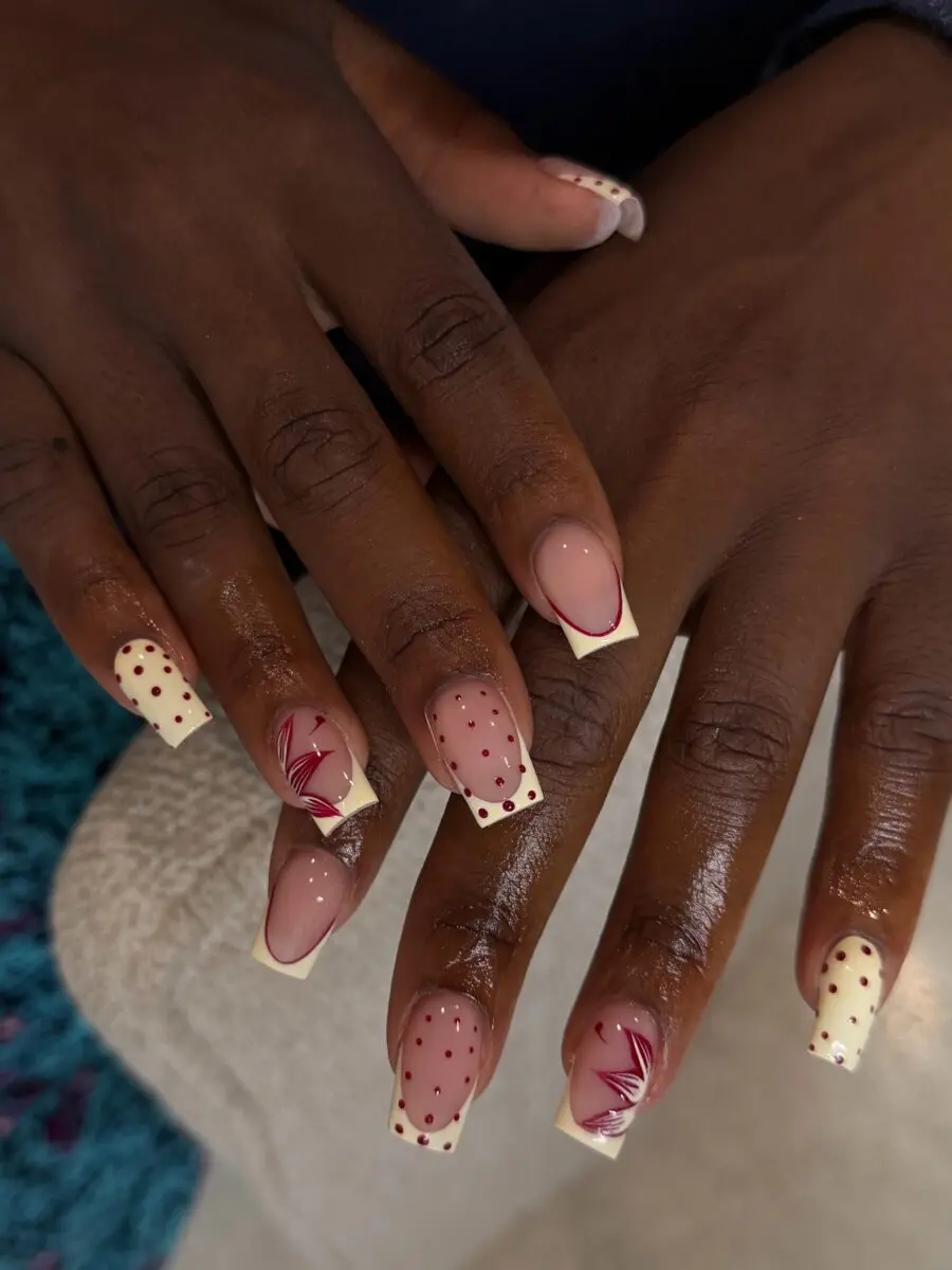 Stylish French Tip Acrylic Nails with Art