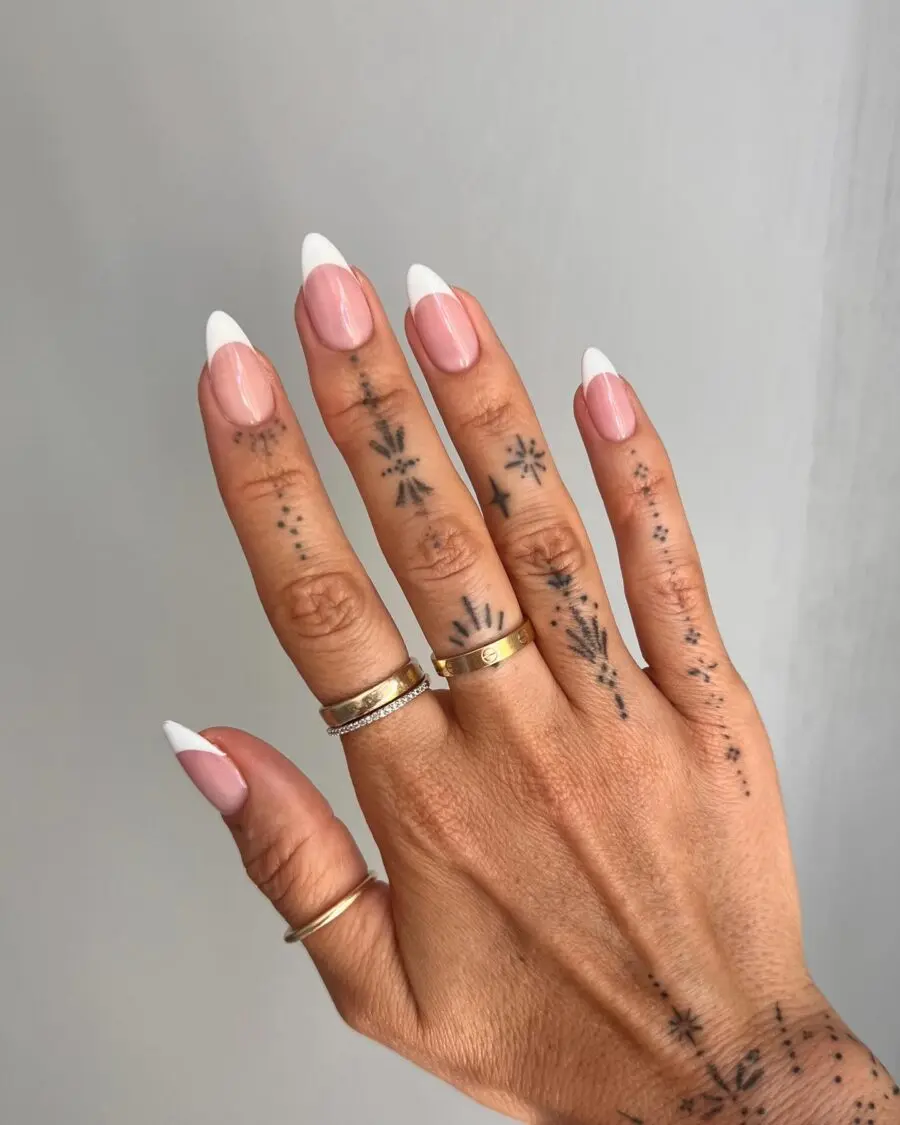 Stylish acrylic nails with classic French tips