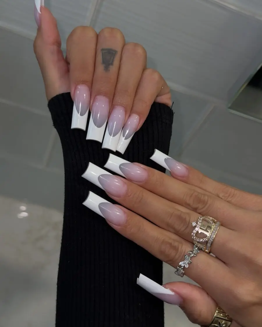 Chic and Modern French Tip Acrylic Nails