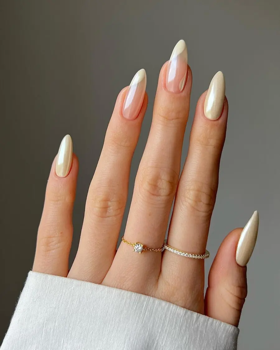 Chic pointed nails with elegant nude tones