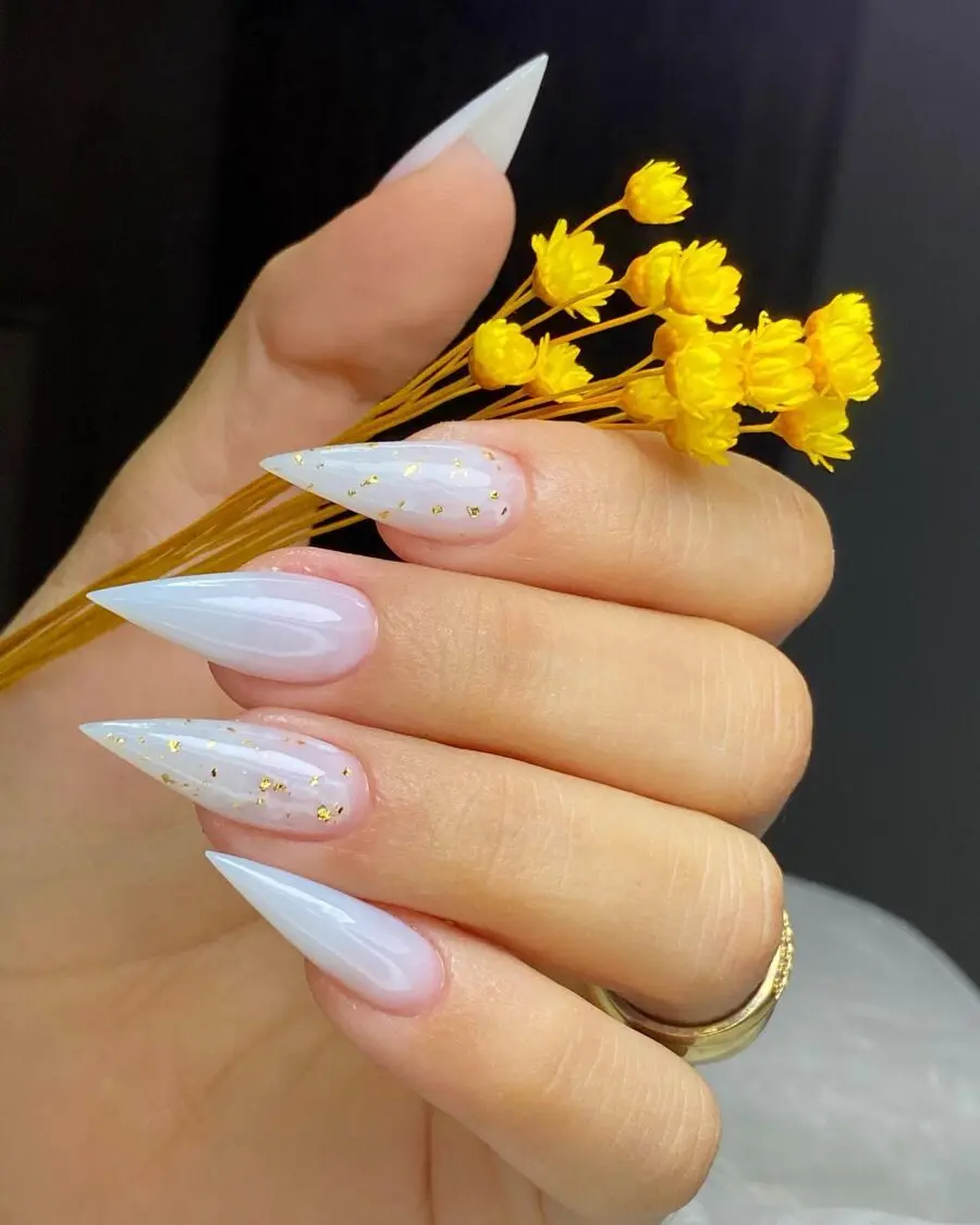 Stunning stiletto nails with gold accents