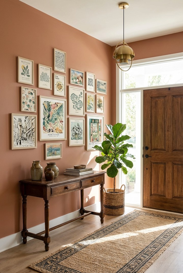 Stylish Entryway Table with Artwork Display
