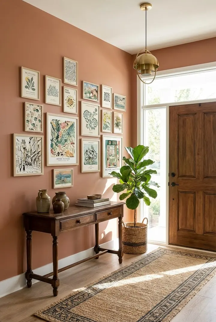 Stylish Entryway Table with Artwork Display