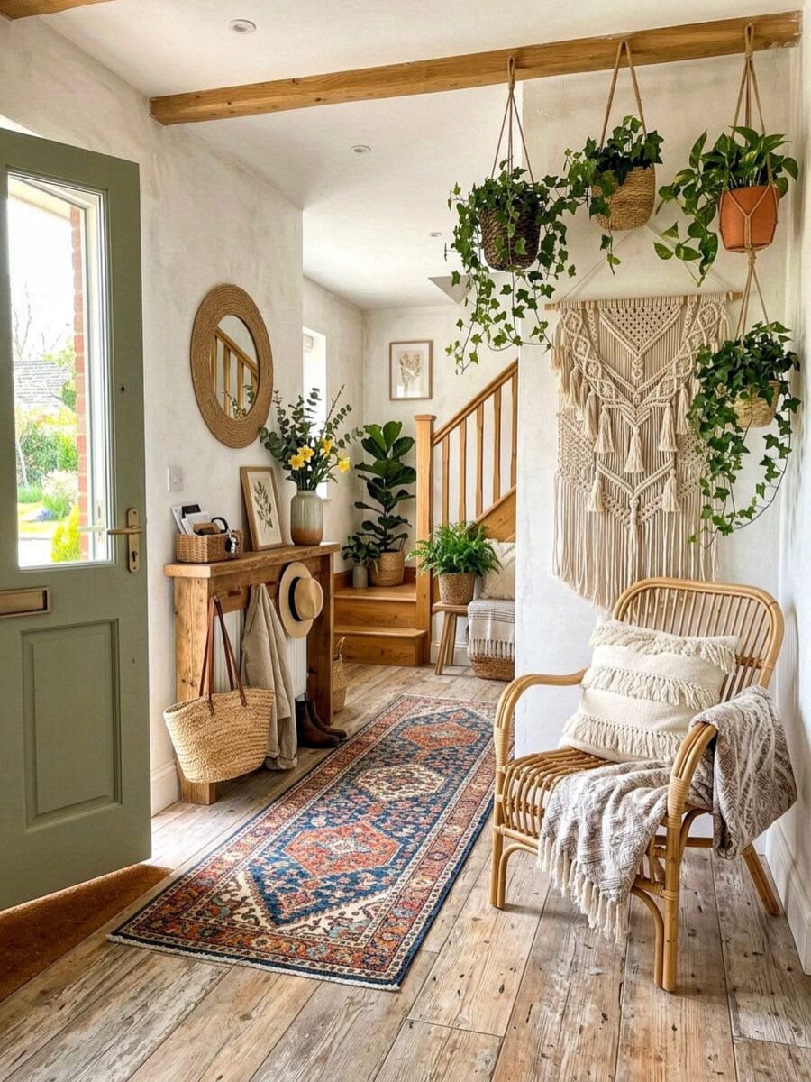 Charming entryway with natural elements and warmth