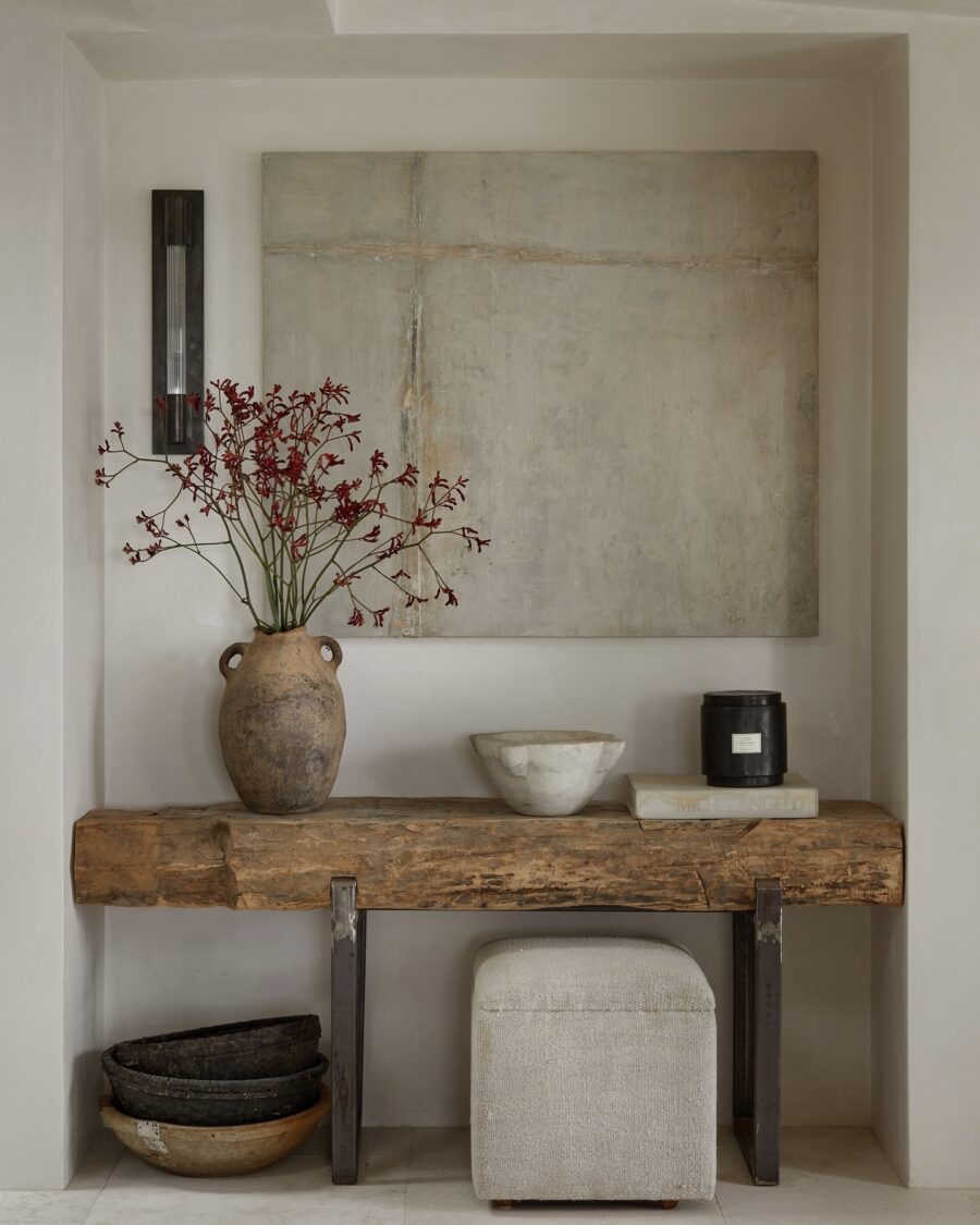 Elegant entryway table with artistic flair