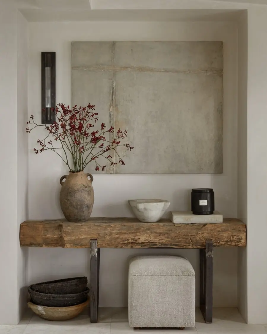 Elegant entryway table with artistic flair
