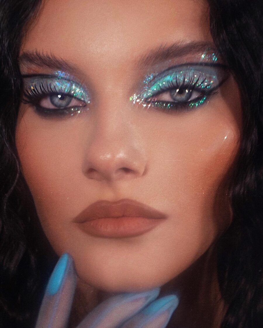 Bold and glittery euphoria-inspired eye makeup