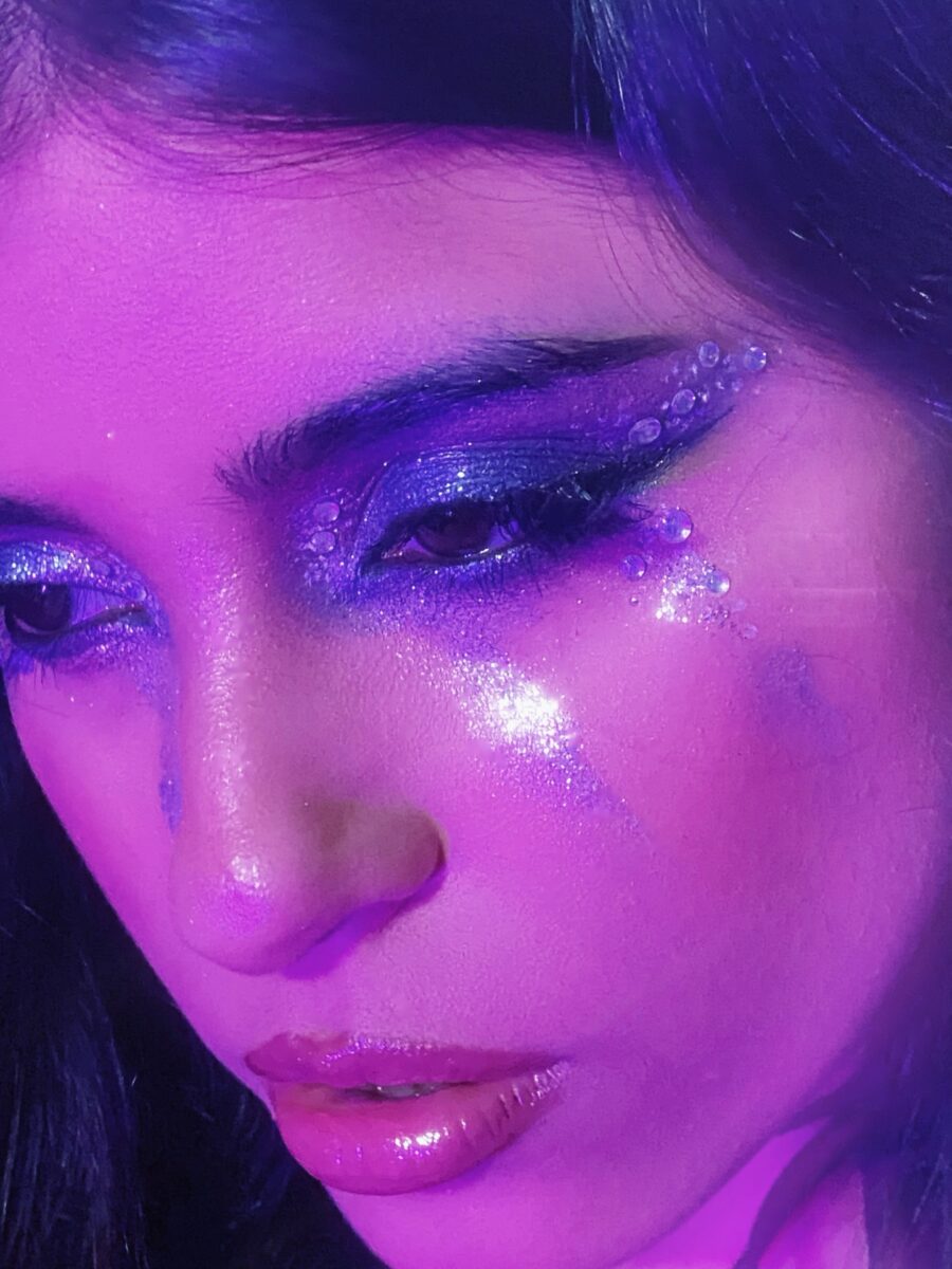 Bold and bright lavender euphoria makeup look