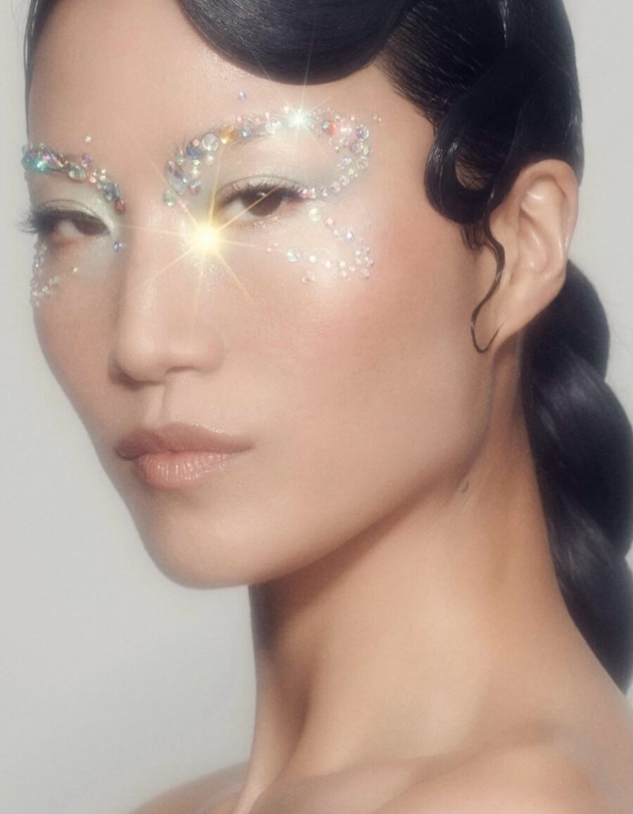 Glimmering rhinestone eye makeup inspiration