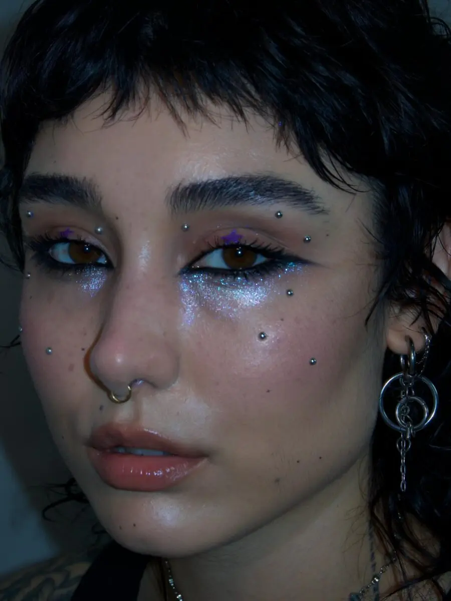 Shimmering Euphoria Makeup with Silver Accents