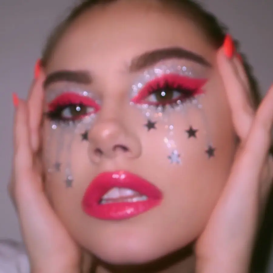 Bold and sparkly euphoria-inspired makeup look