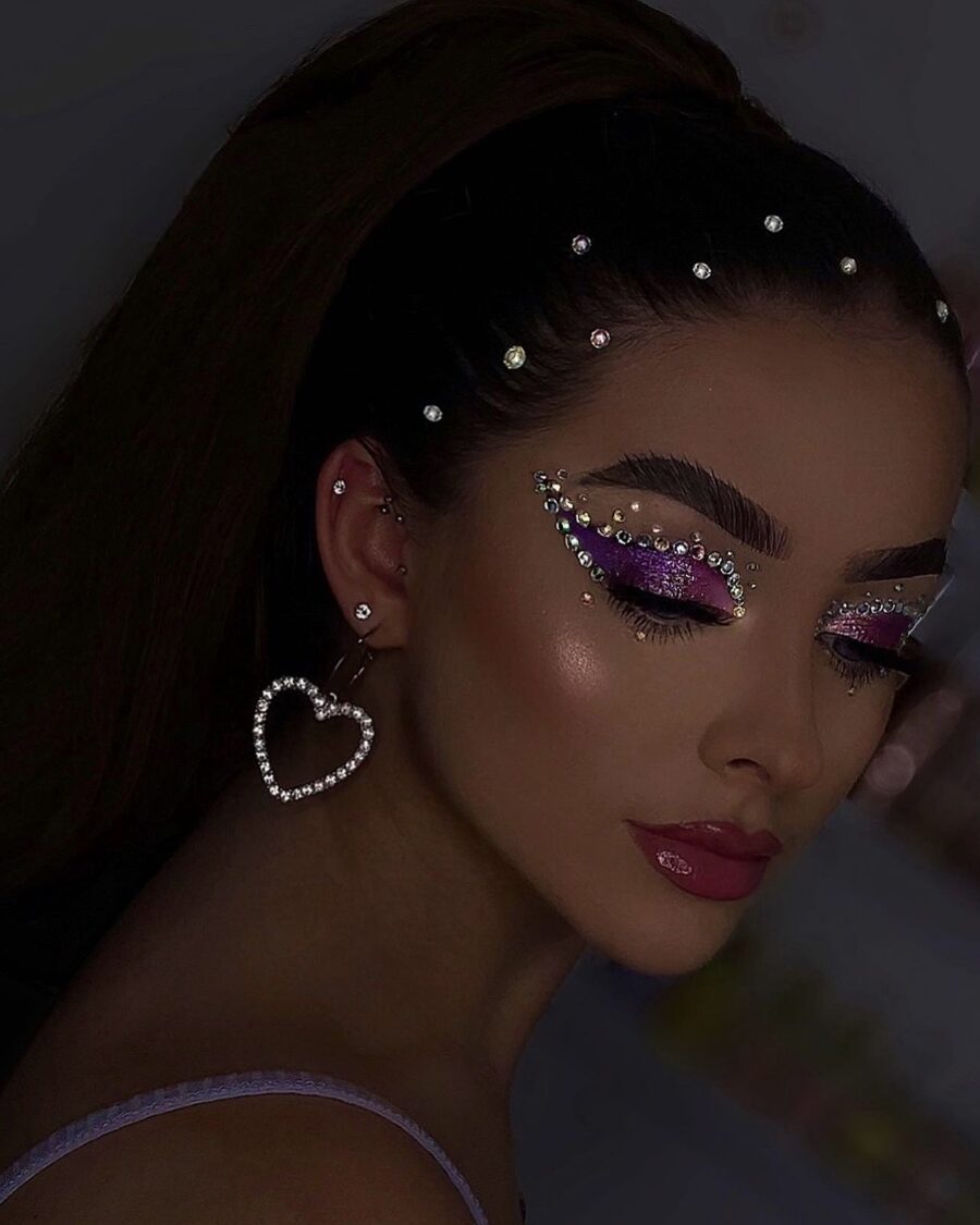 Dazzling euphoria-inspired gemstone eye makeup