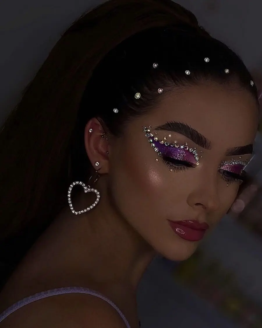 Dazzling euphoria-inspired gemstone eye makeup